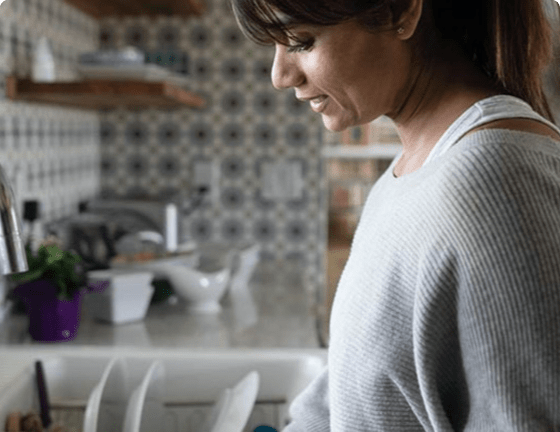 Two women in the kitchen area