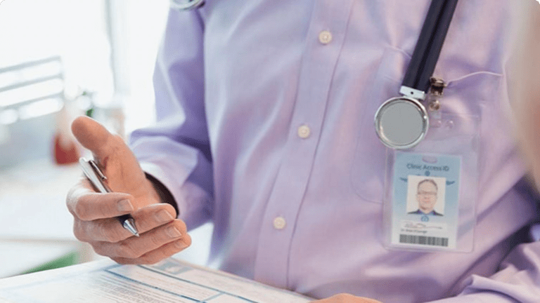 Doctor's torso whilst speaking