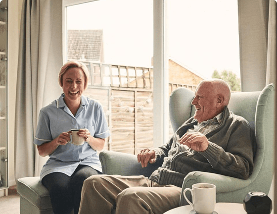 Man and woman laughing