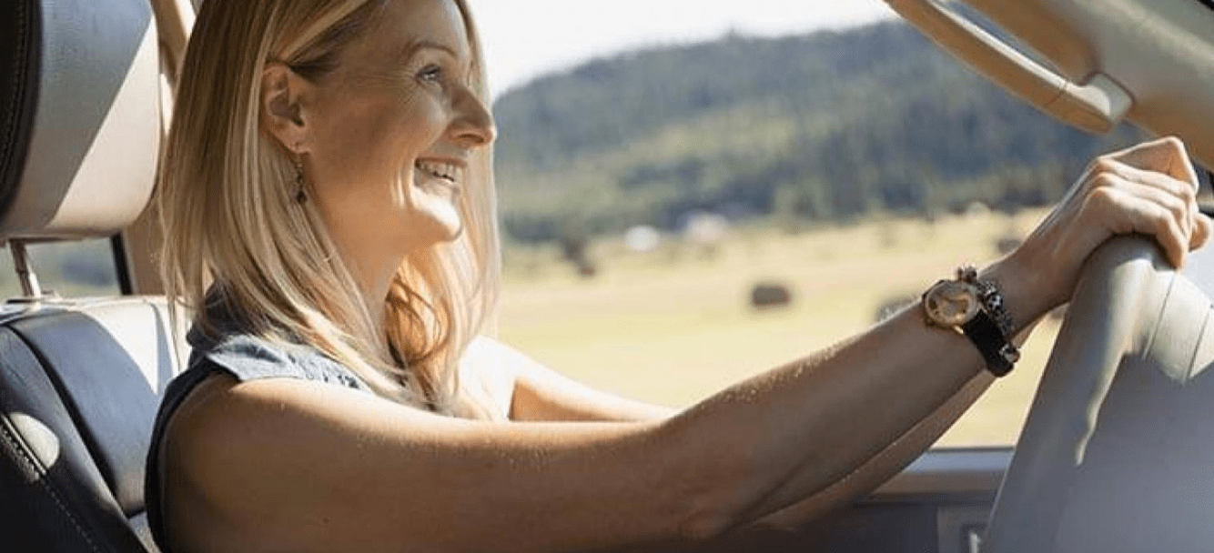 Woman driving car