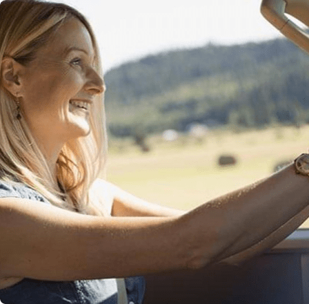 Woman driving car