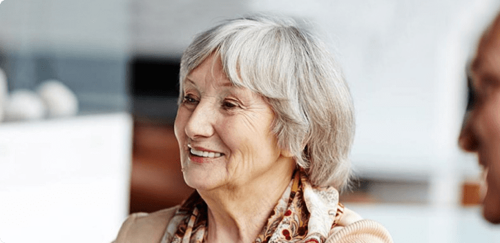 Woman smiling in a cafe